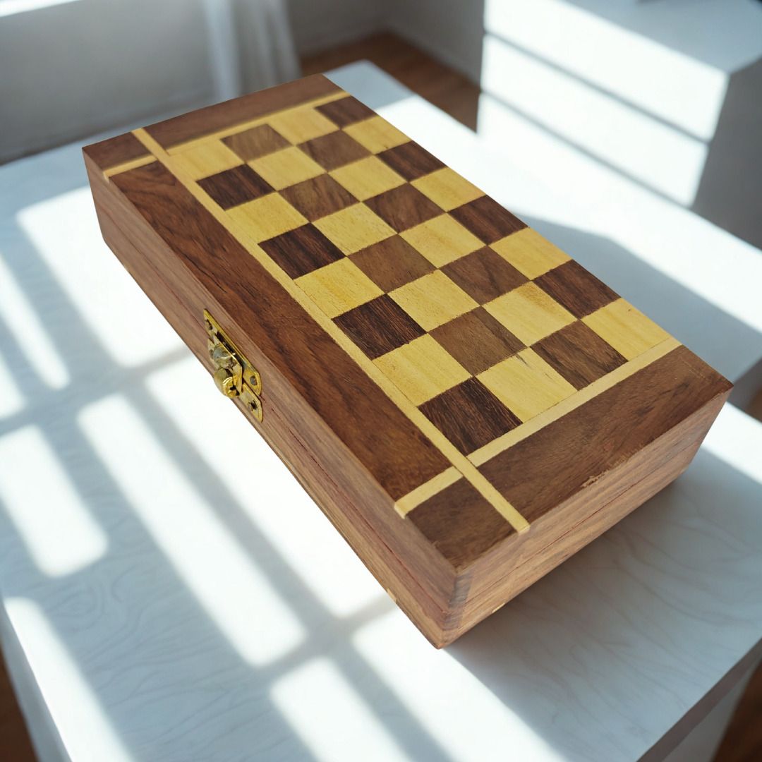 krafts & kreations Channapatna wooden chess medium 21 cm 4 cm Chess Board-picture-26