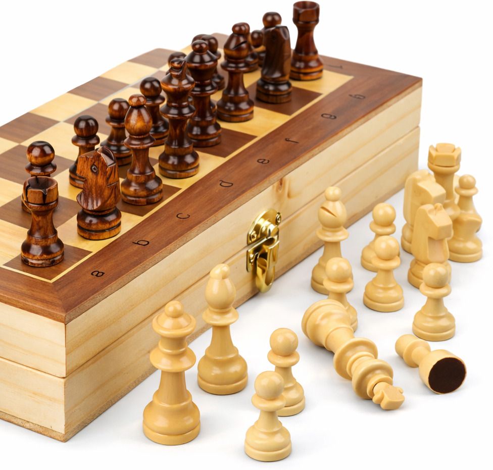 Wooden Folding Chess Set with Storage | Classic Chess Board Game 33 cm Chess Board-image-7