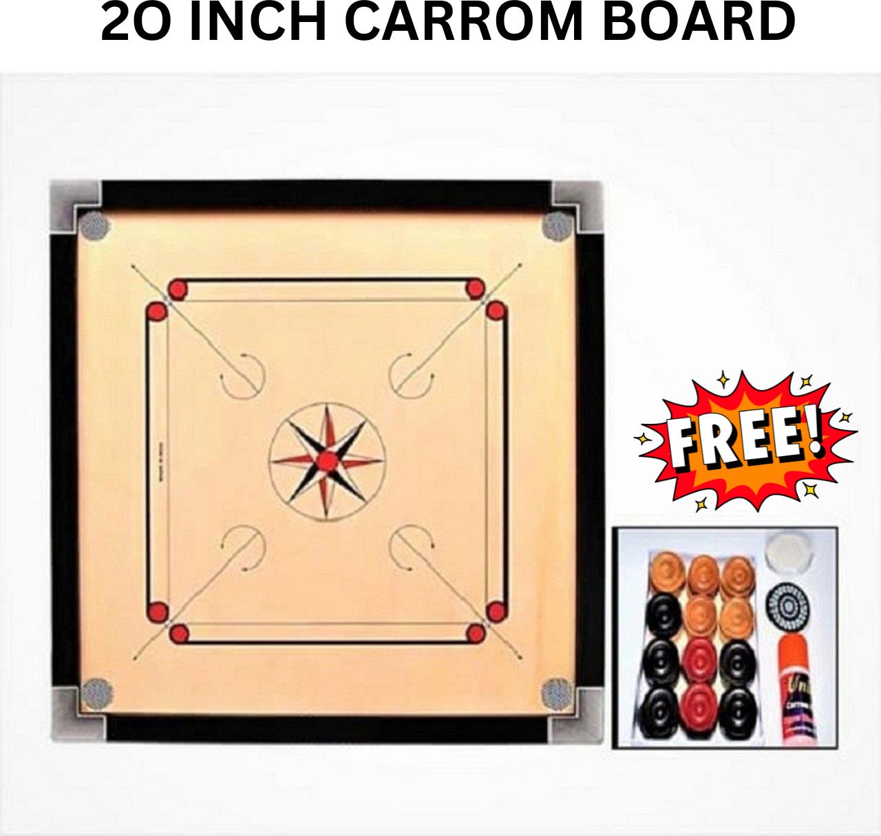 Royal Strike Mini 20 20-Inch Wooden Carrom Board Set with Accessories 50 cm Carrom Board-image-17