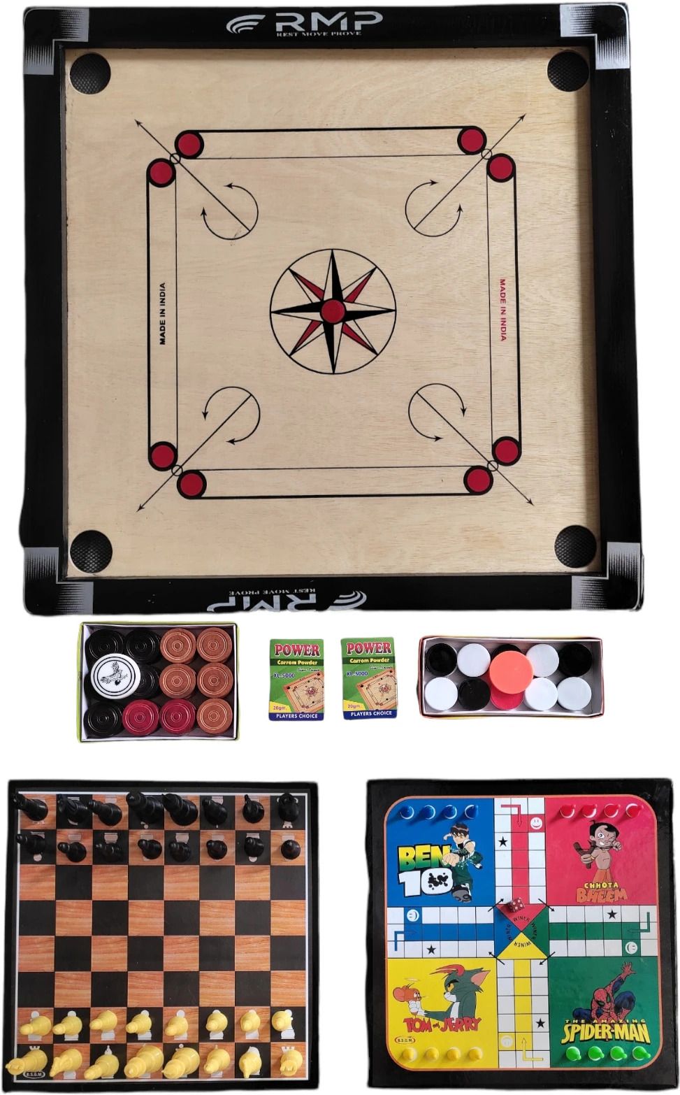 houseofcommon Carrom board medium size 26 inches with ludo and chess unbreakble boards 26 cm Chess Board-picture-11