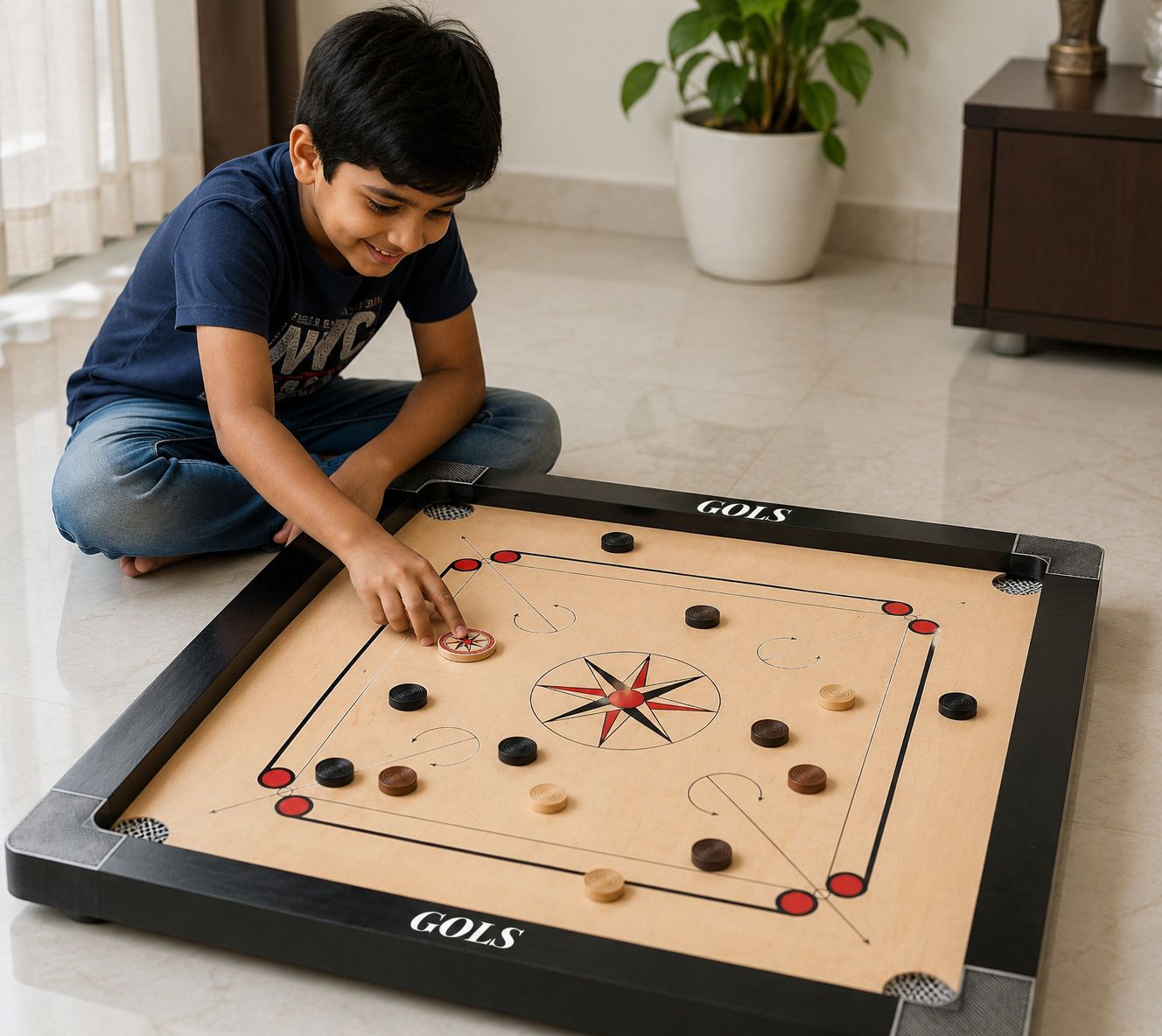 gols Wooden Carrom Board 32 x 32 Inch | Premium Quality Indoor Family Game Board 10 cm Carrom Board-picture-45