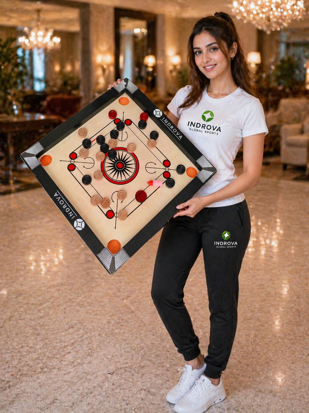 Carrom Board 20 icnh small for kids with 24 pcs Crystal carrom coins set 50 cm Carrom Board-image-31