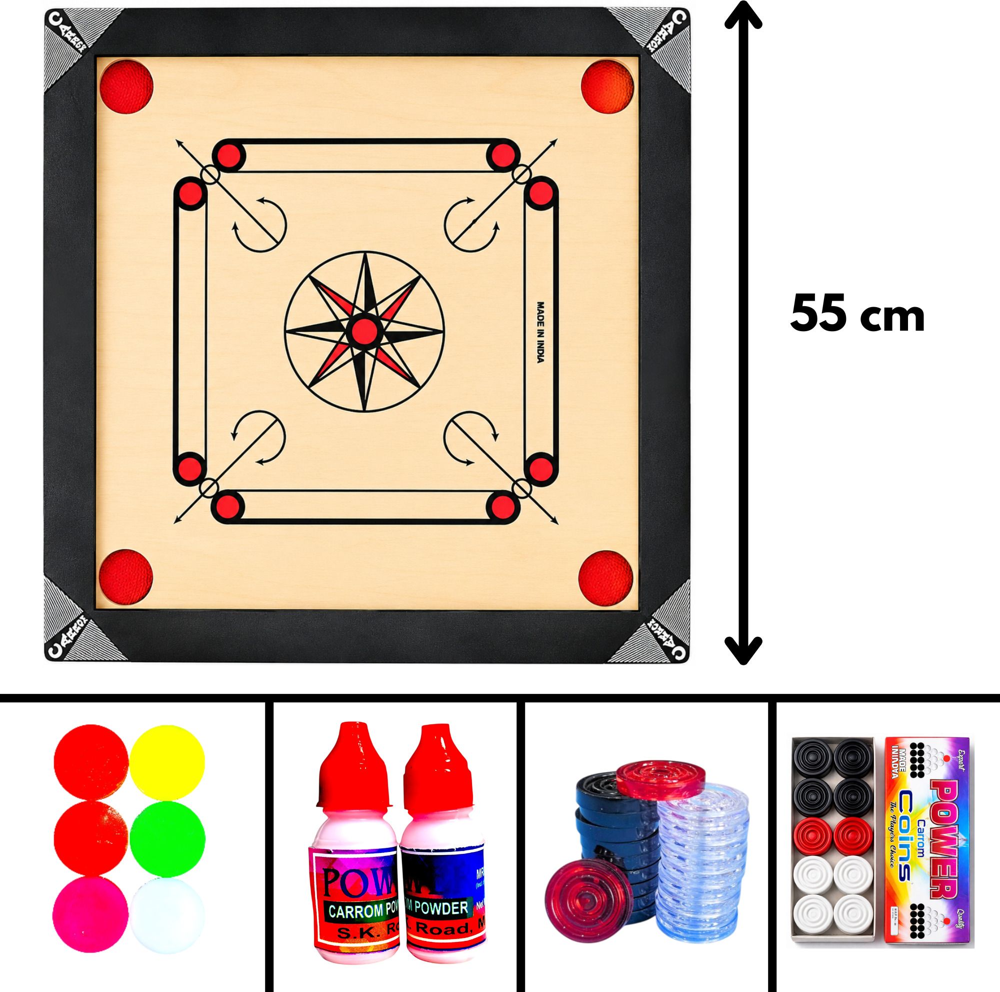 Premium Quality Carrom Board | Durable Construction | Indoor Sports Game 55 cm Carrom Board-image-18