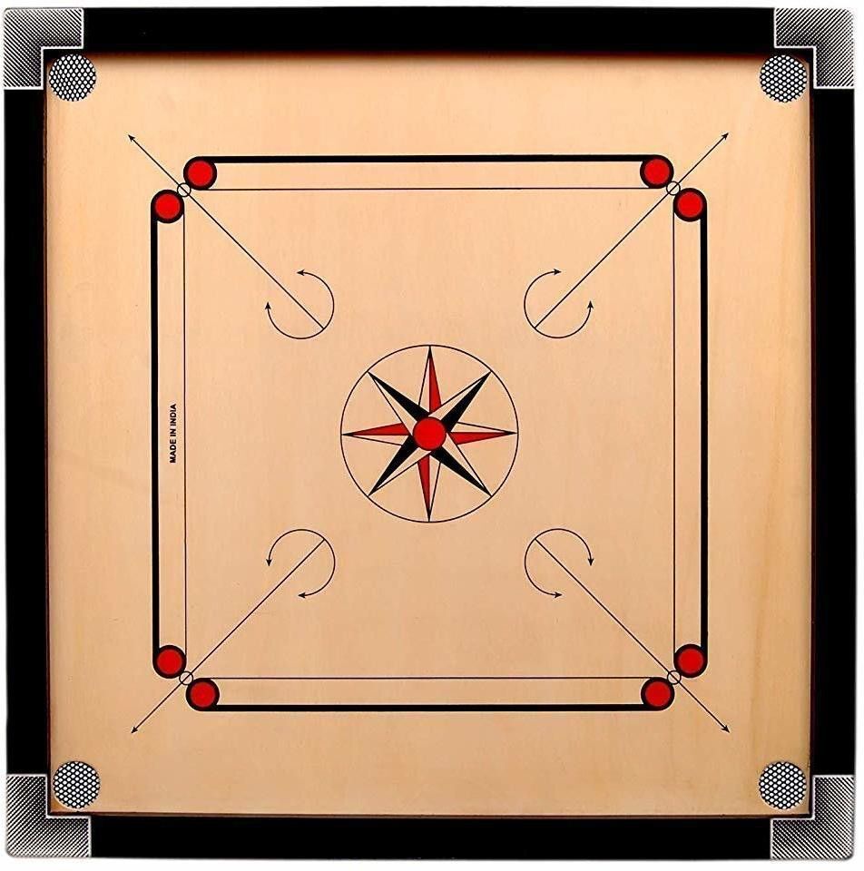fitdex Matte Finish Round Small Carrom Board with Coins Striker Powder (20 x 20 Inch) 50 cm Carrom Board-picture-42