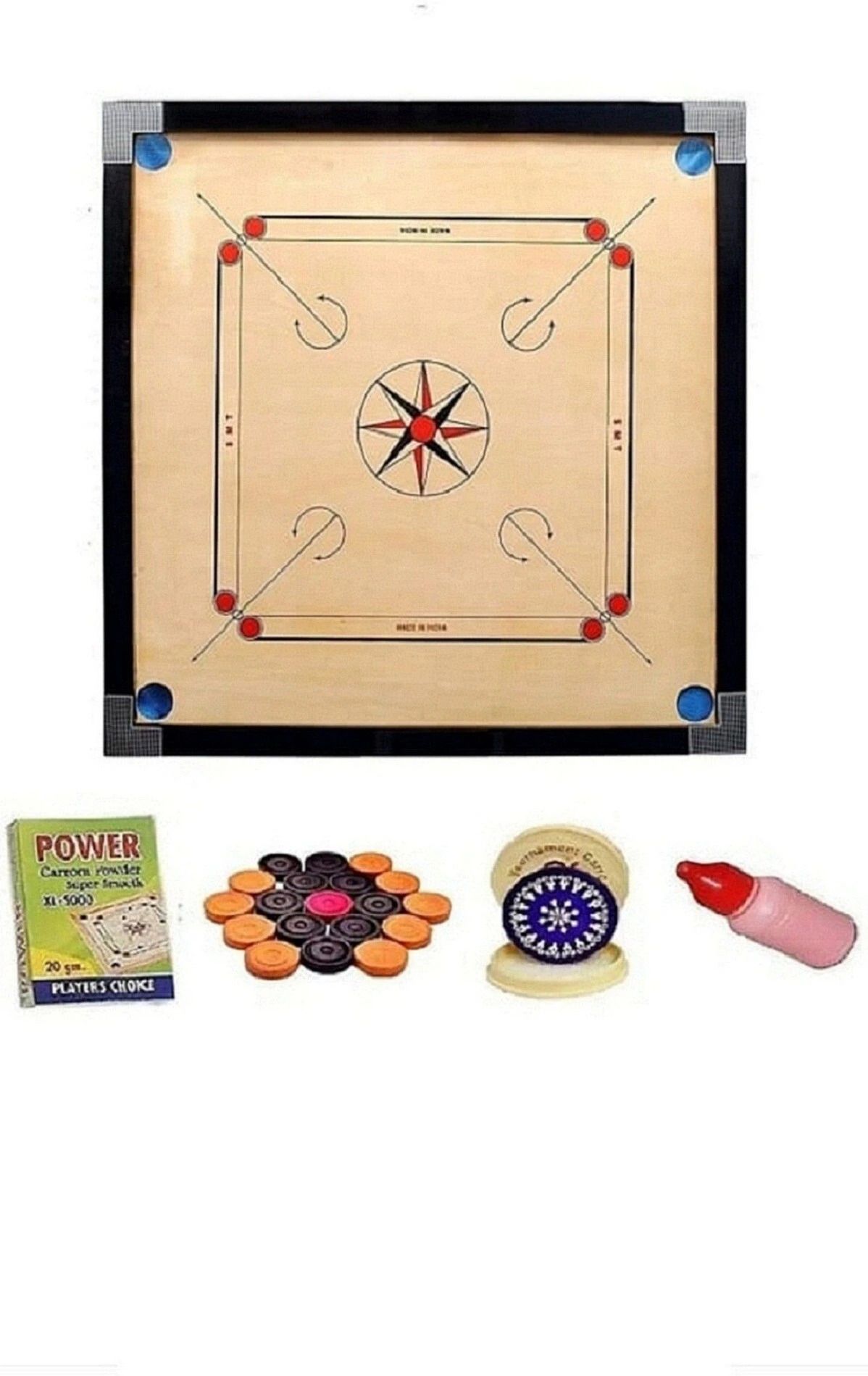 houseofcommon wo@den Medium Size Carrom Board( 26' Inch) with Coins, Striker and Powders 66.04 cm Carrom Board-picture-42