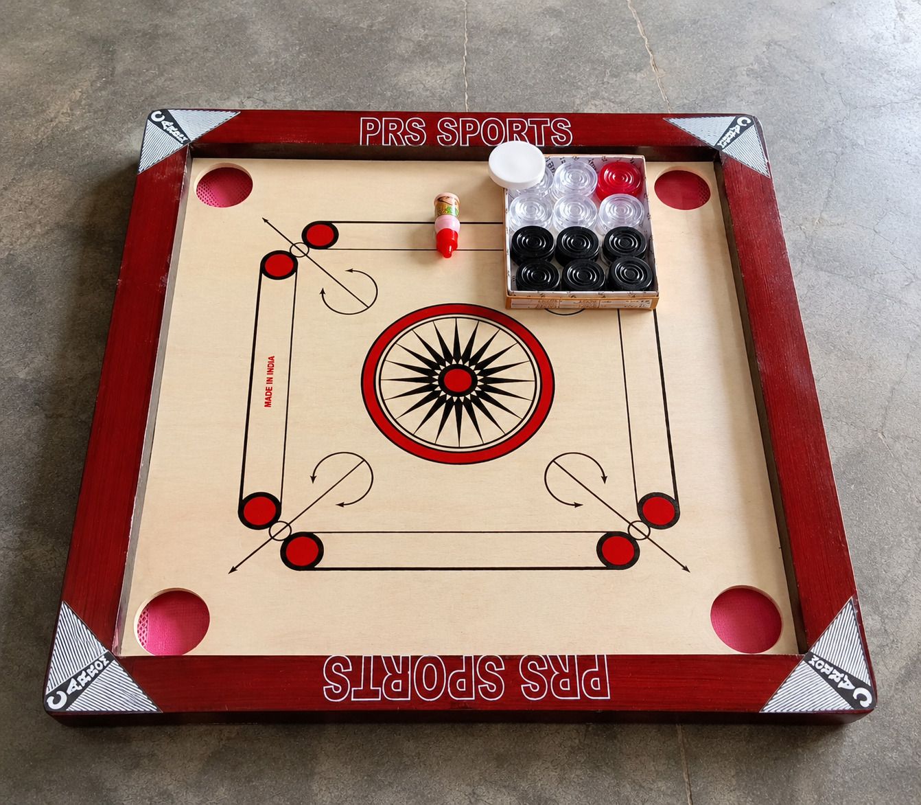 20X20 INCH SMALL SIZE CARROM WITH 24 CRYSTAL COIN , 5 GM DISCO POWDER 7 cm Carrom Board-image-36