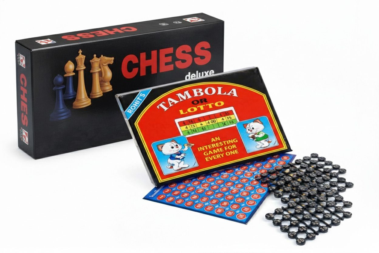 Family Fun Board Game Combo – Chess Strategy Game & Tambola Housie Set 10 cm Chess Board-image-43