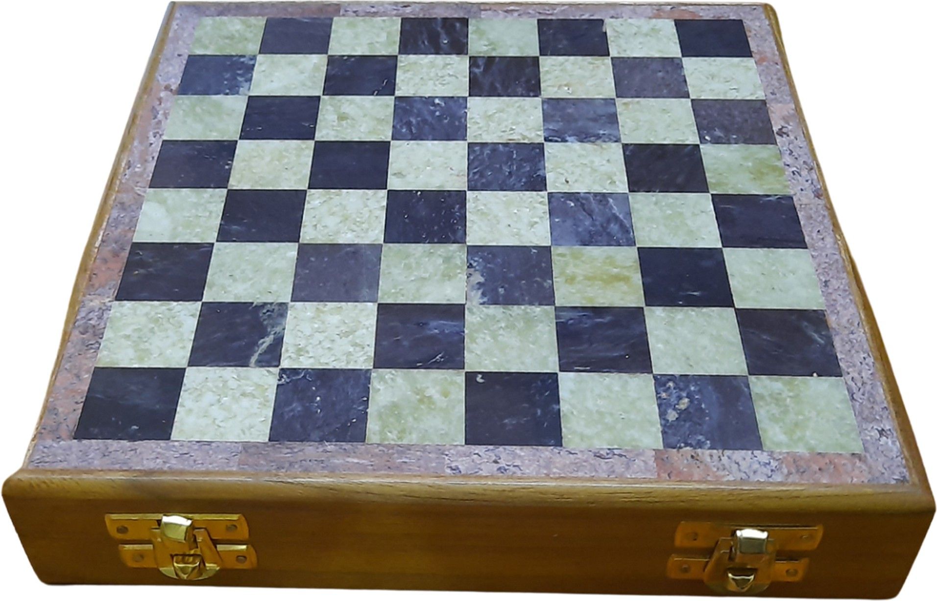 Handcarved Chess Board with Wooden Base & Stone Inlaid Work 20 cm Chess Board-image-18