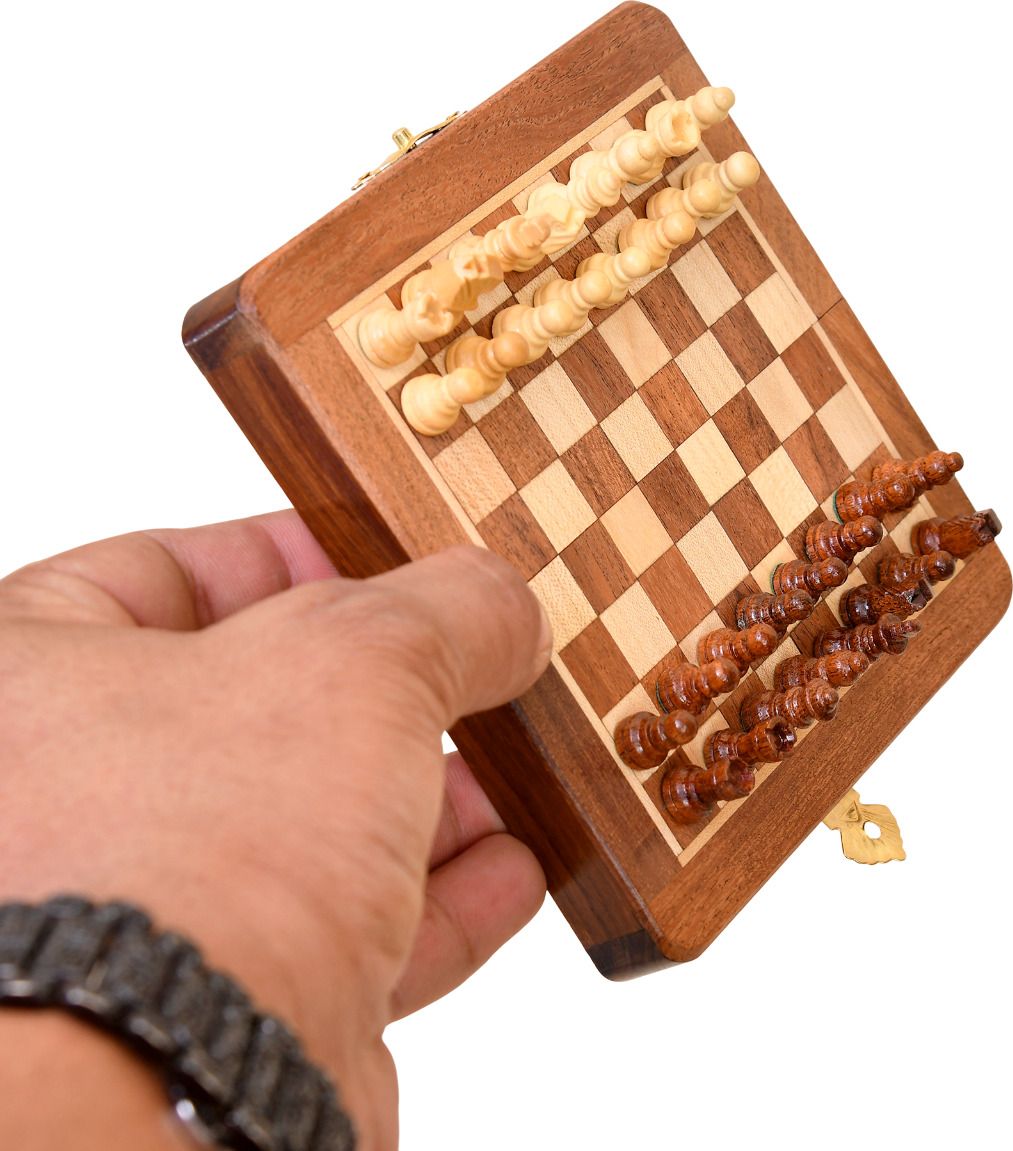 rural routes Wooden Foldable Chess Board - Rosewood Chessboard - Indoor Mind Game (5 Inch) 3 cm Chess Board-picture-16