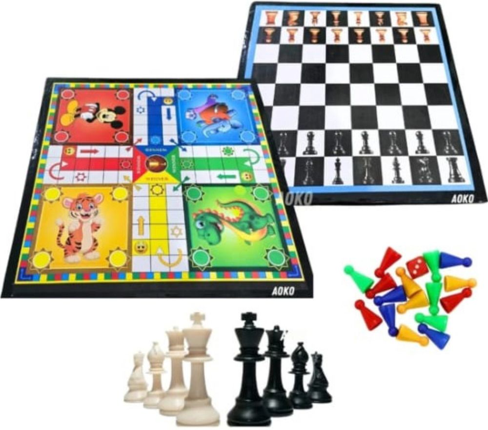 ssportshub 2-in-1 Magnetic Ludo & Chess Board Game | Family Fun & Strategy 2.5 cm Chess Board-picture-33