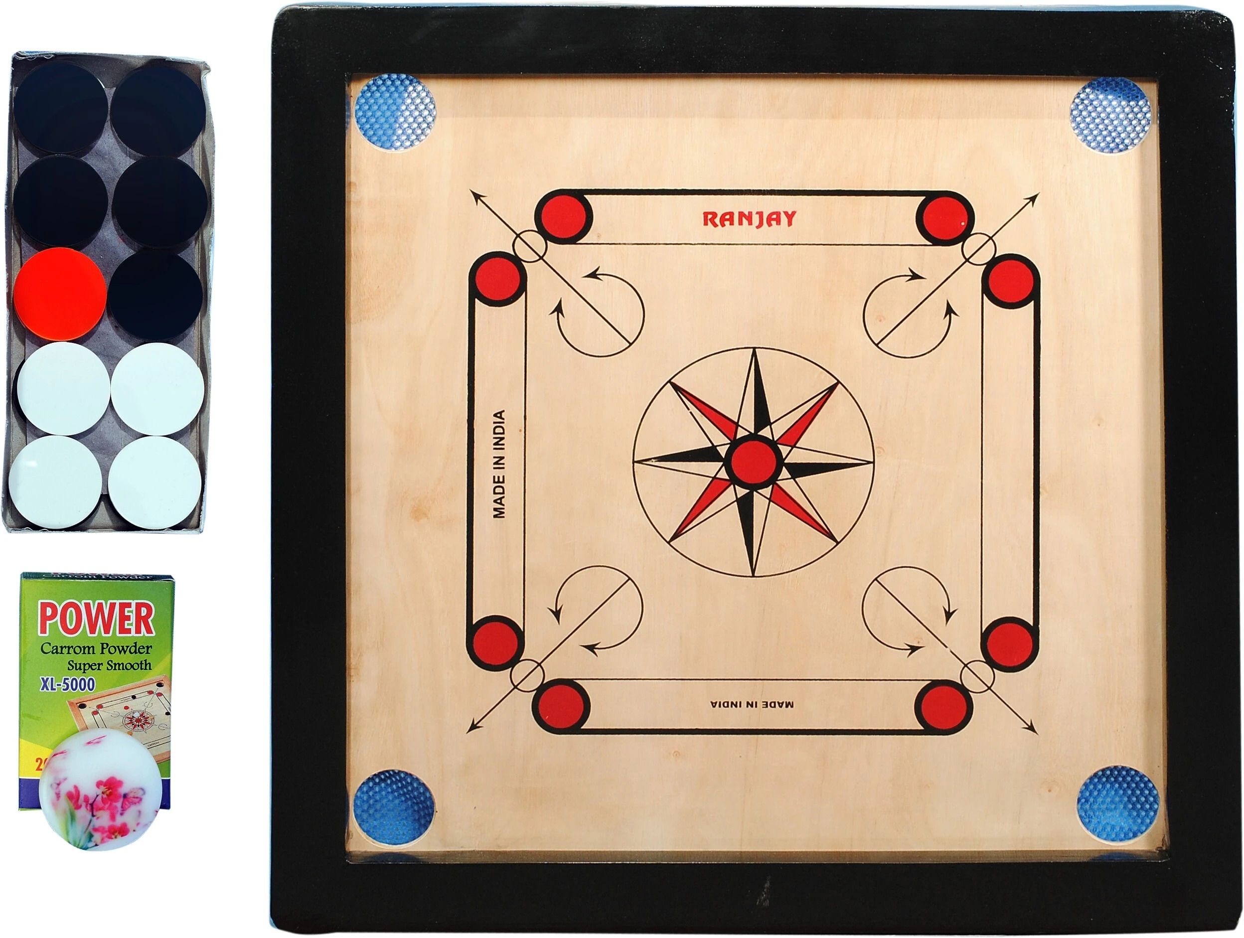 houseofcommon RANJAY SMALL carrom board with coins and powder and striker 50.8 cm Carrom Board-picture-47