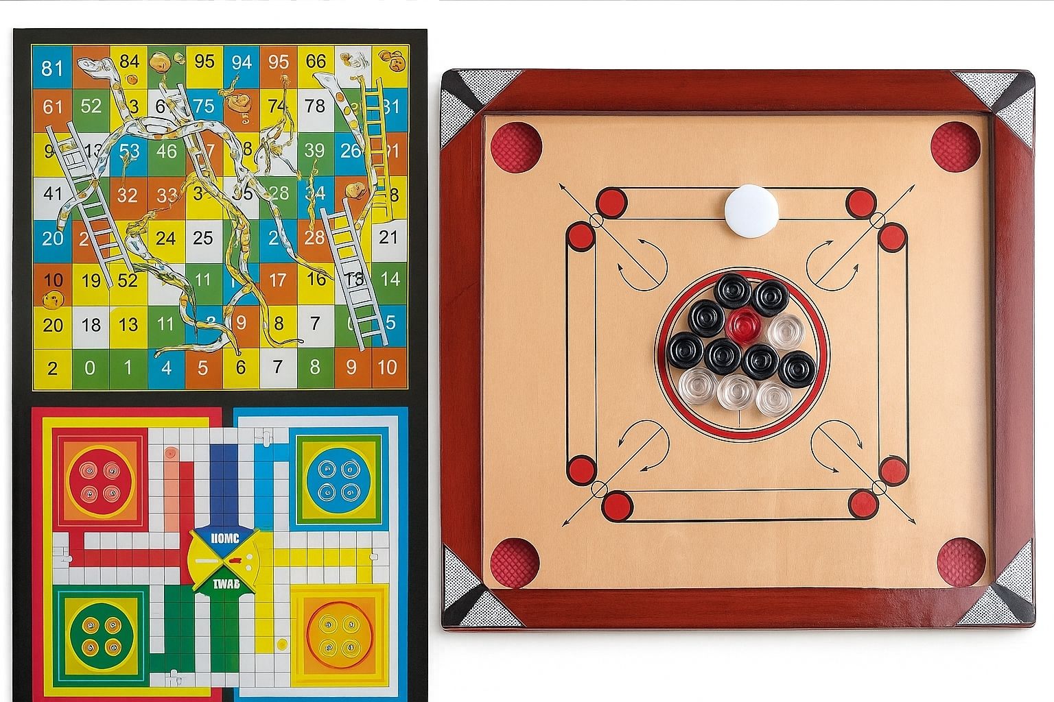 RED 20 Carrom Pawn with transprant coins 4 cm Carrom Board-image-44