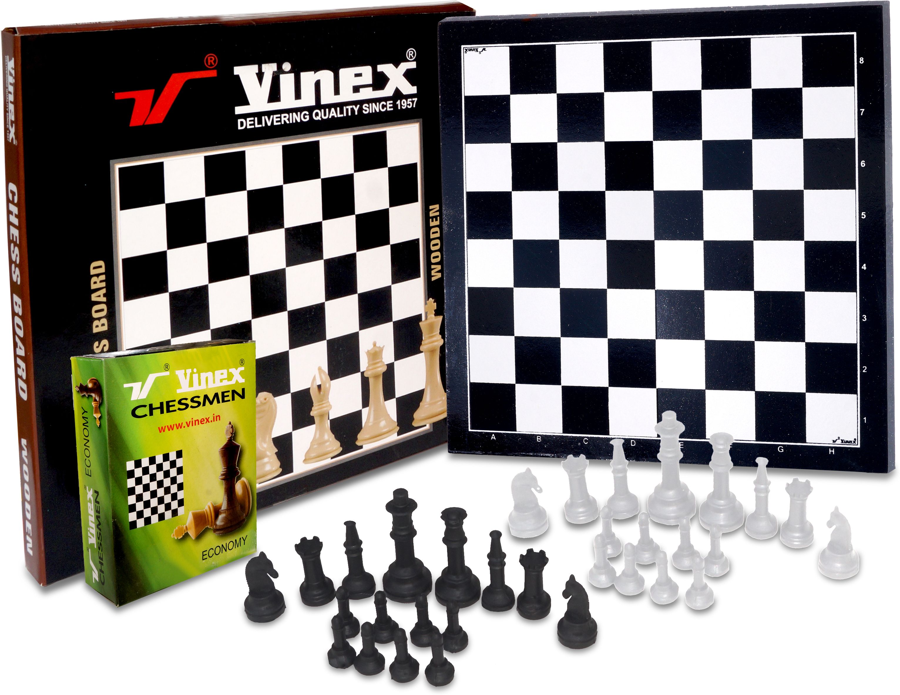 Wooden Chessboard with Chessmen – 12 x 12 Inch Non-Folding Solid Wood Chess Set 2 cm Chess Board