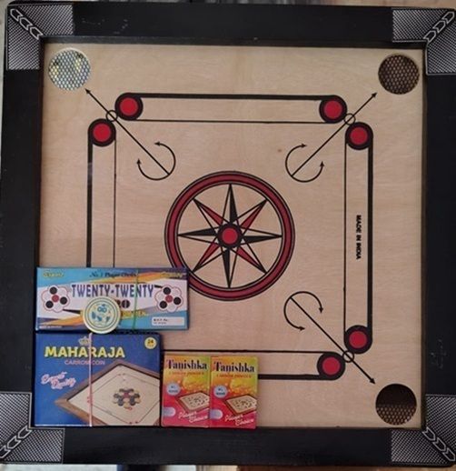 lcarno 20 inch carom.&coins.and.striker (black) Carrom Board/ 56 cm Carrom Board-picture-0