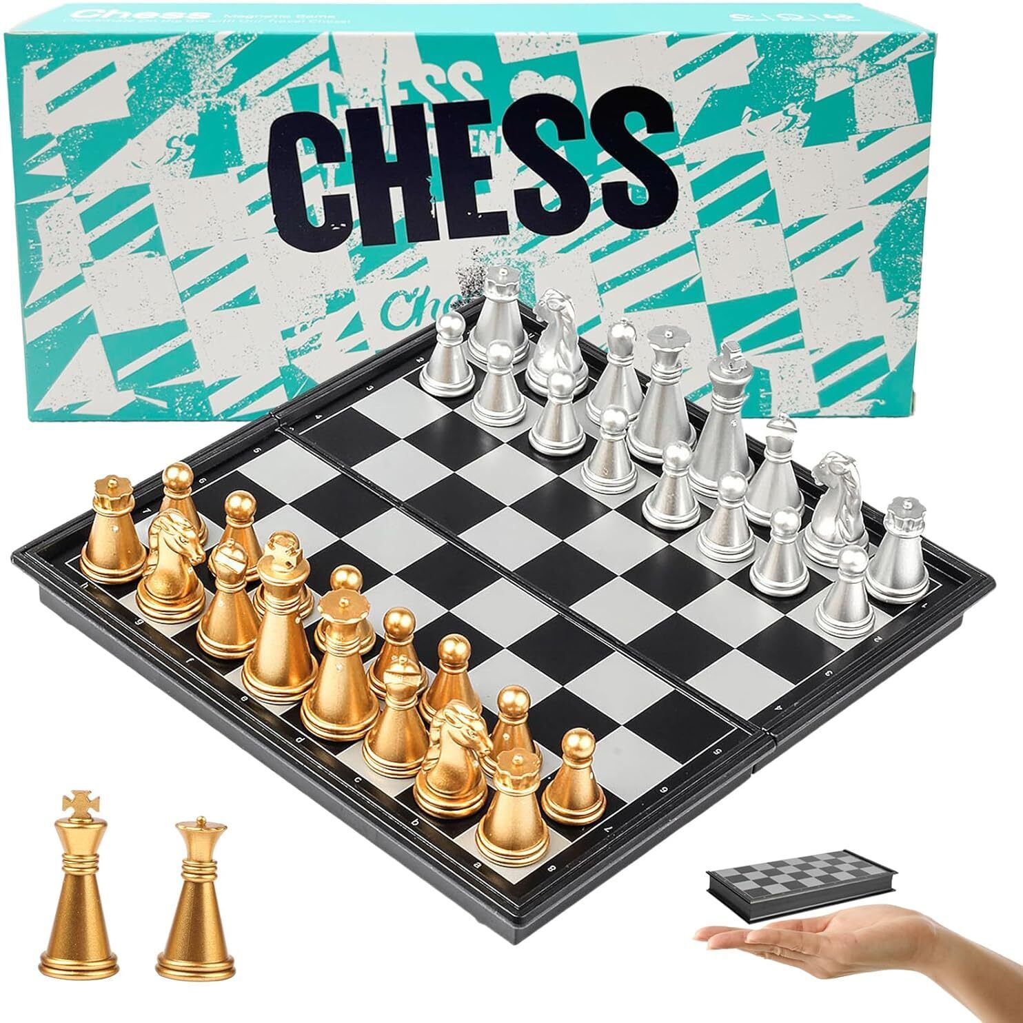 mehakent Mini Travel Chess Set Portable Small Folding Chess Board (X-Small) 5 cm Chess Board-picture-0