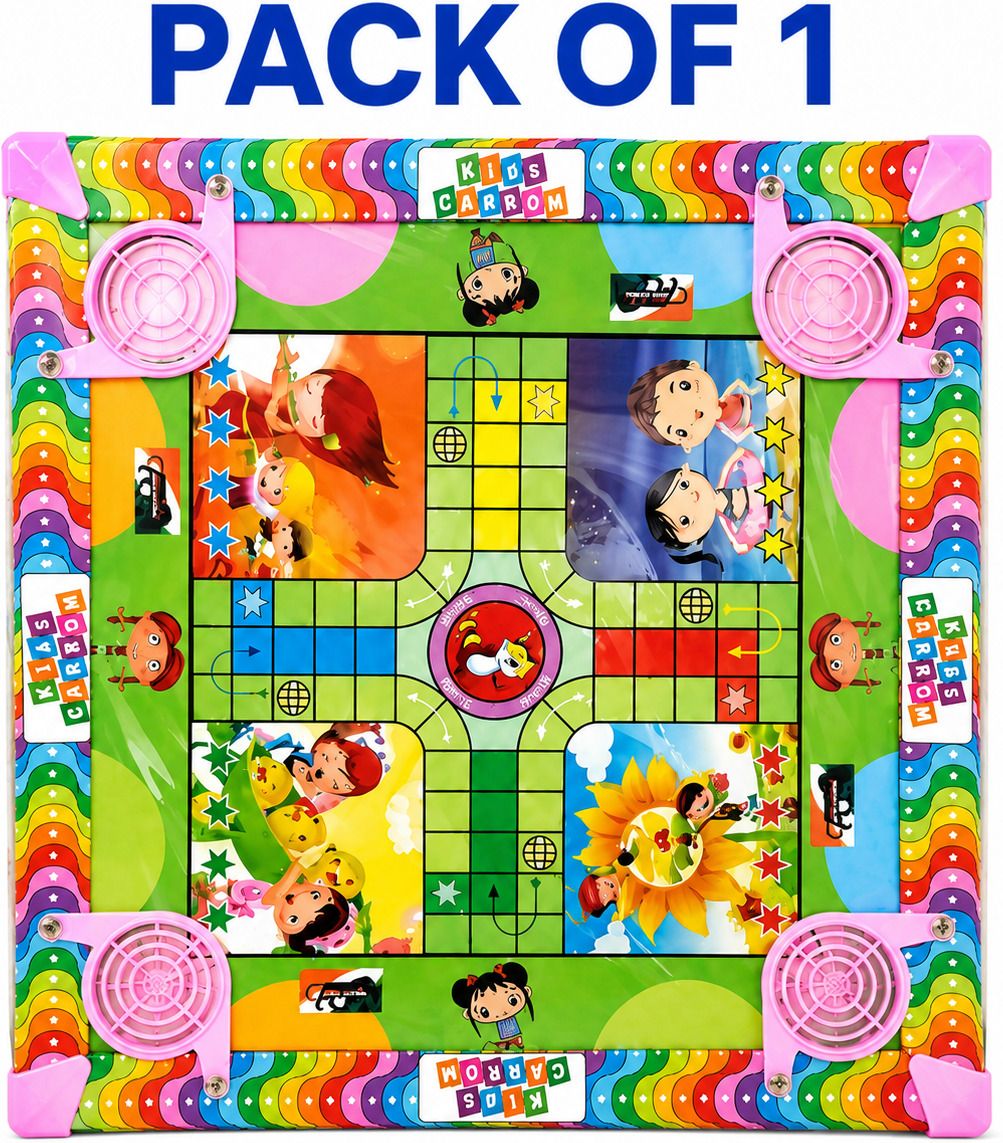 2-in-1 Carrom Board with Ludo Game Combo for Family & Kids Indoor Fun Play Set 2.5 cm Carrom Board-image-34