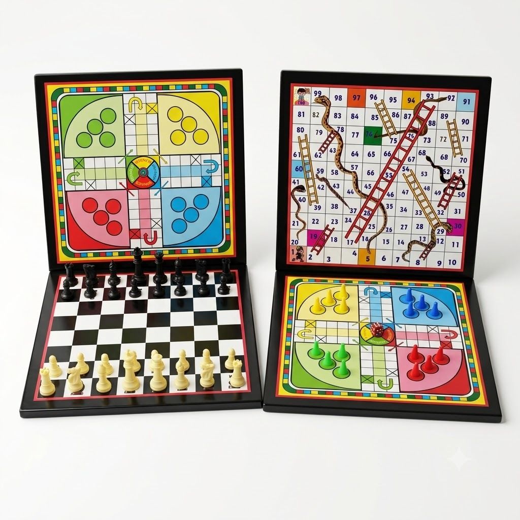 kaushik brothers Chess, Ludo, Snakes & Ladders Combo | Premium Hard Board Game (12X12 Inch) 31 cm Chess Board-picture-40