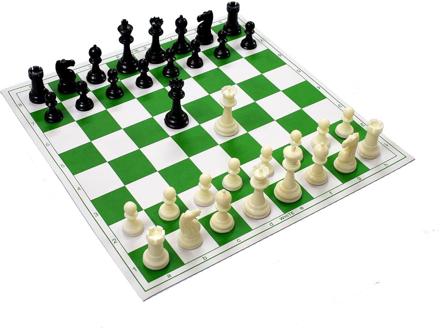 Roll- Up Vinyl Chess Board with Storage Bag & Extra Queens (18x18 Inches, Green) 3 cm Chess Board