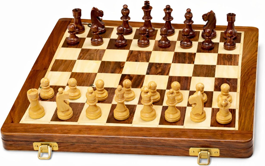13 INCH Wooden Folding Chess Set with Storage | Classic Chess Board Game 33 cm Chess Board-image-13