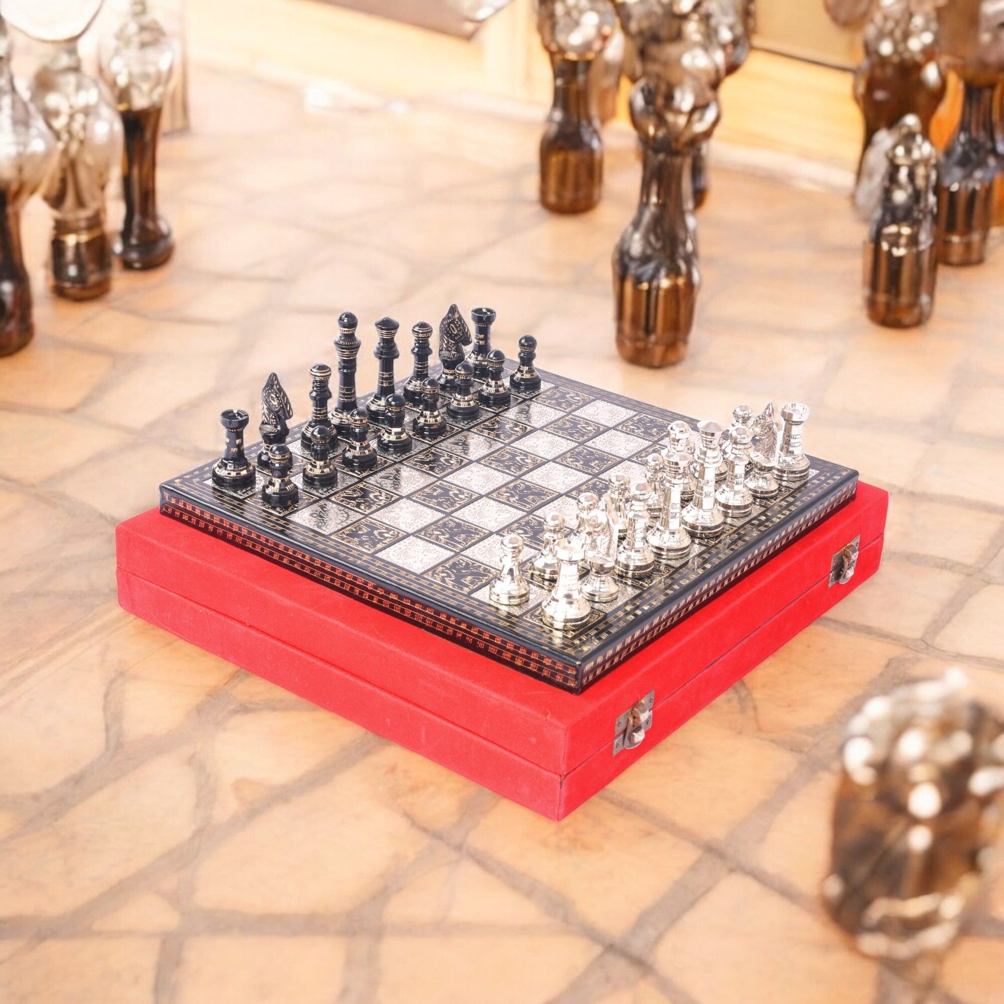 natriel Handcrafted Brass Chess Set – Premium Gifting Set 2.5 cm Chess Board-picture-21