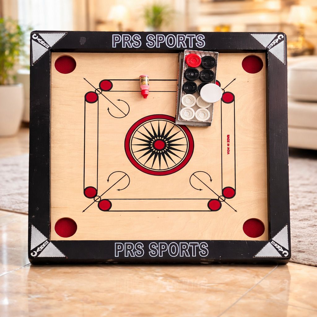 prssports 20X20 ICH SMALL SIZE CARROM WITH 20 PCS CARROM , 5 GM DISCO POWDER ,STRIKER . 50 cm Carrom Board-picture-31