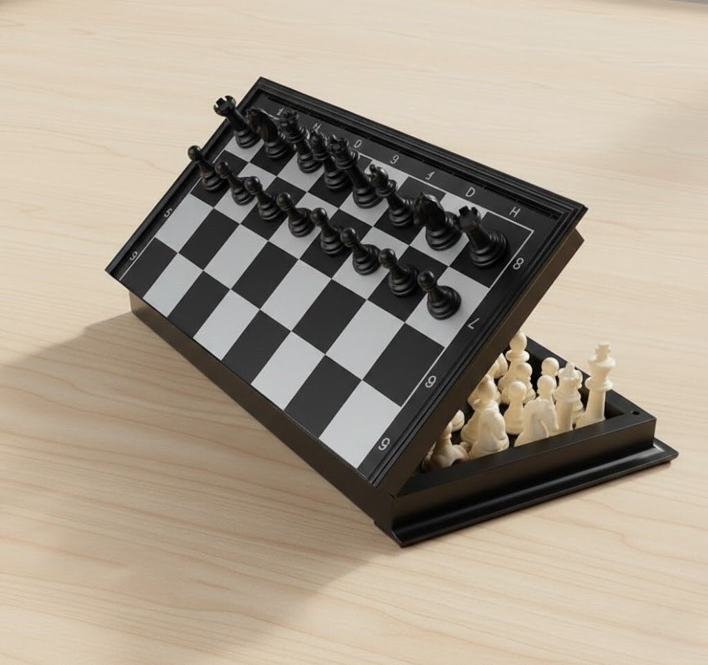Magnetic Portable Foldable Chess Set Travel Chess Board Game for Kids & Adults 1 cm Chess Board