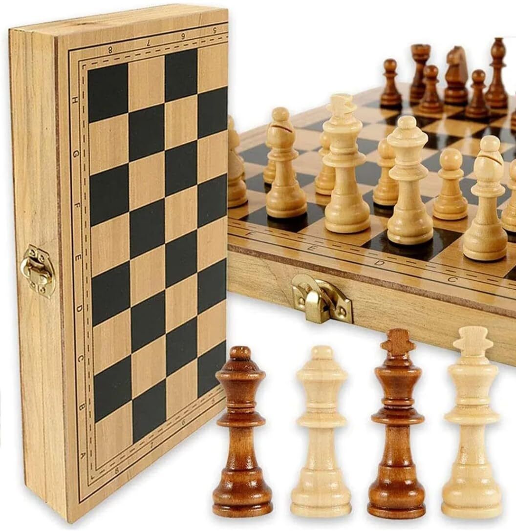 fazzul Chess Board Wooden Foldable Wooden Chess Board Set with 32 Wooden Chess Coins 5 cm Chess Board-picture-34