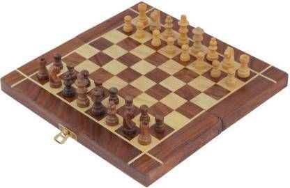 ananya toys Wooden folding Chess (Non- Magnetic) 12 x 12 inches Board Game Board Game 4 cm Chess Board-picture-12