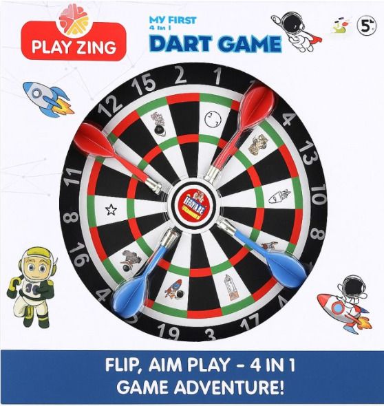 zenvorix enterprises 4-in-1 Safety Dart Board Game Set – Double Sided Target Game for Kids 4 cm Dart Board-picture-41