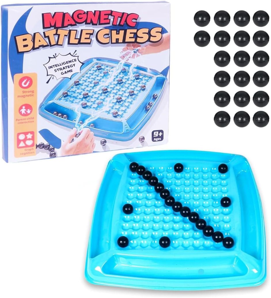 Magnetic Battle Chess Board Game for Kids Plastic Age 5+ 20 Steel Balls 22 cm Chess Board-image-12