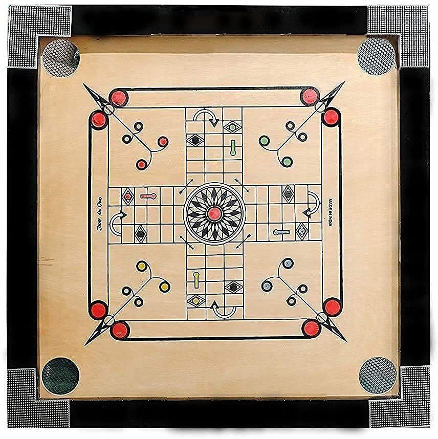 fitdex Premium Medium Carrom Board ludo with wooden Coins Striker Powder (26 x 26 Inch) 6.35 cm Carrom Board-picture-33