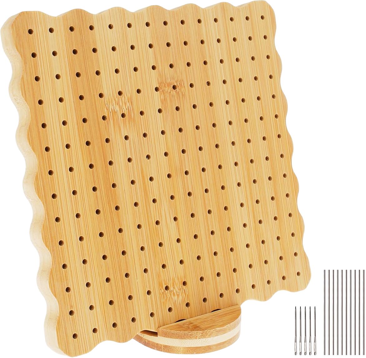 Crochet Blocking Board Set Wooden Pegboard with Pins Needles and Stand 2 cm Dart Board-image-3