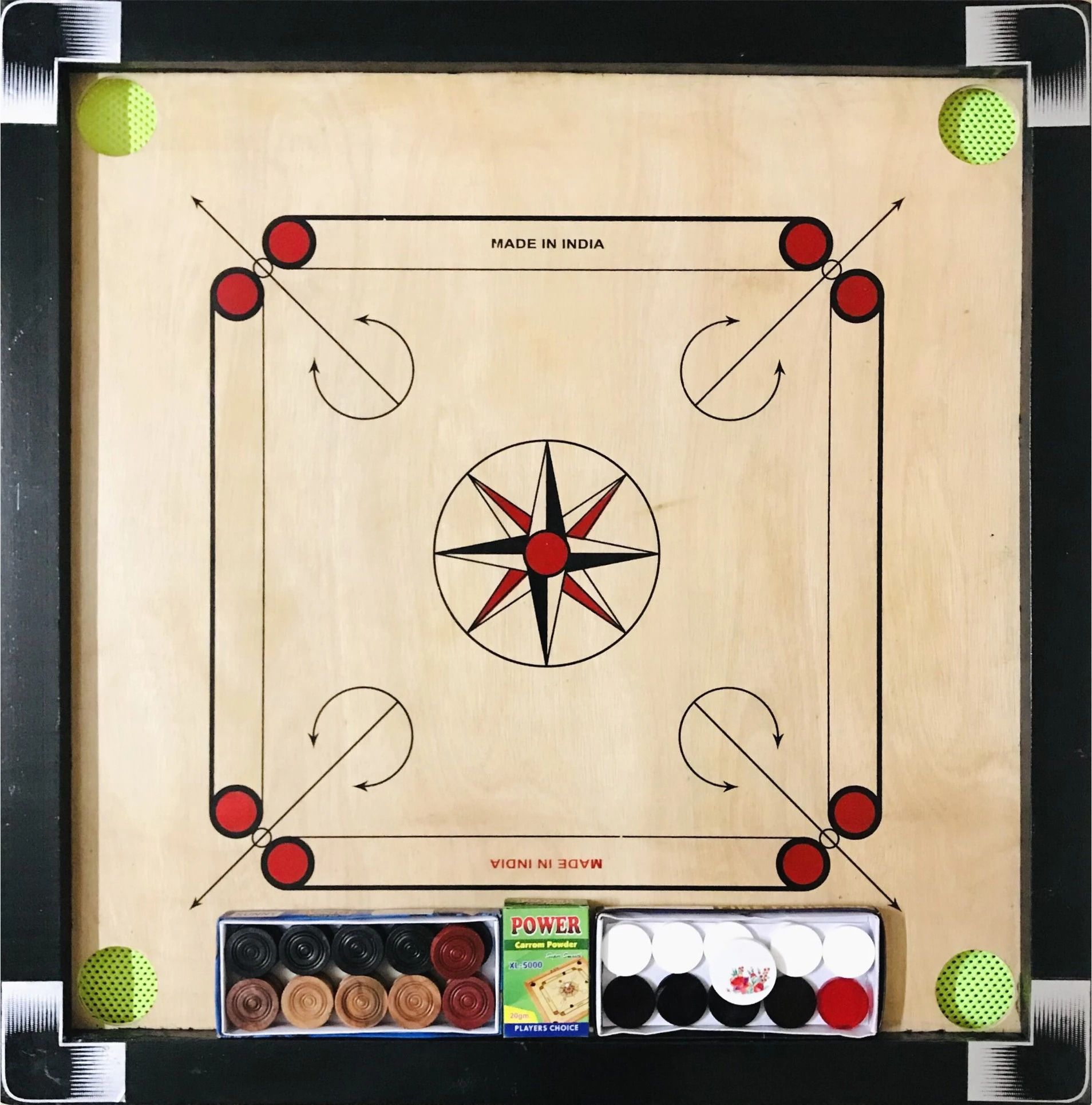houseofcommon Carrom Board for Kids 26 Inch Medium Size Glossy Finish, Coins, Strikers, Powder 40 cm Carrom Board-picture-27
