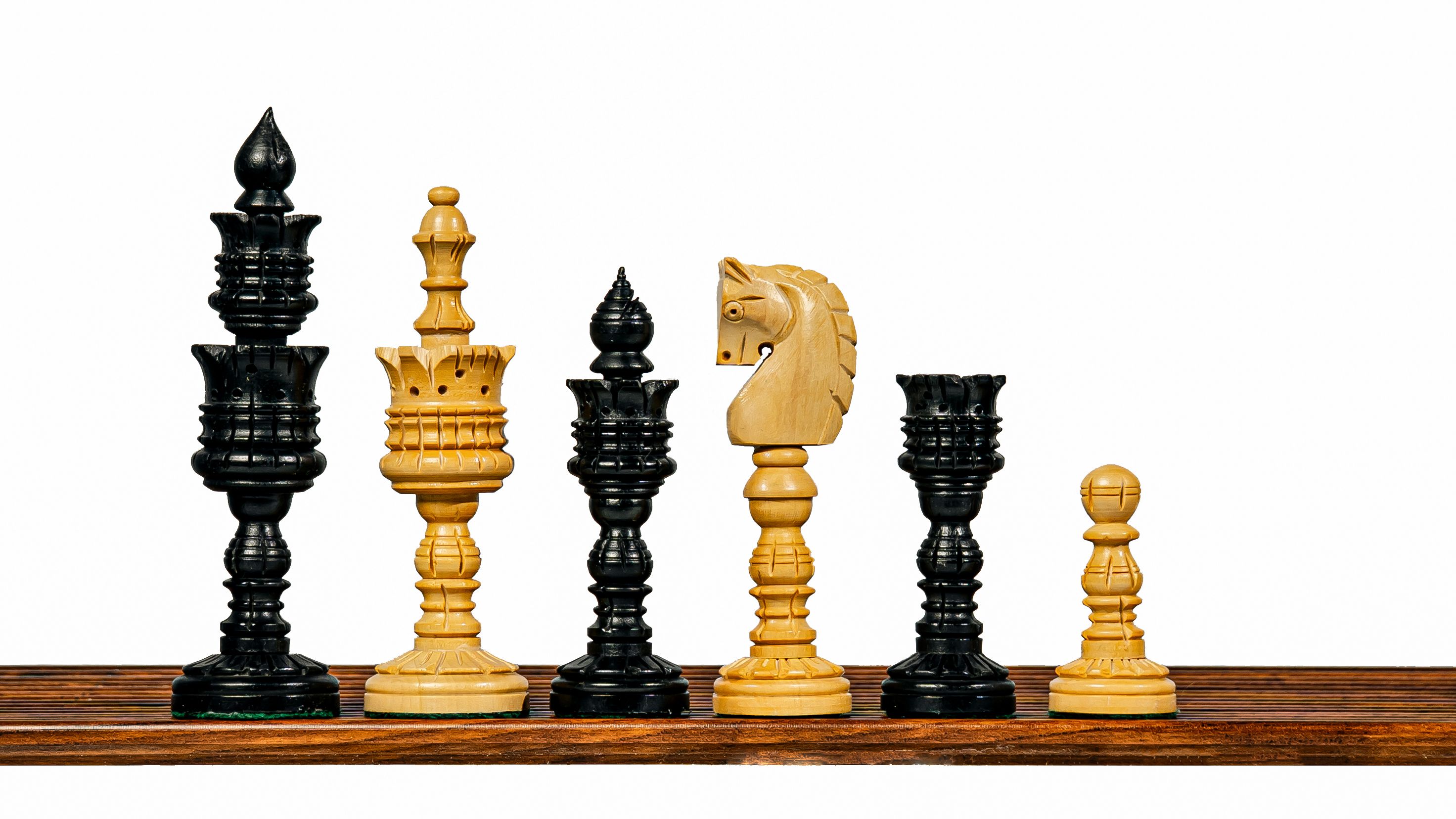 boss handicrafts 4.75” LOTUS SERIES EBONISED WOOD CHESS PIECES 12 cm Chess Board-picture-30