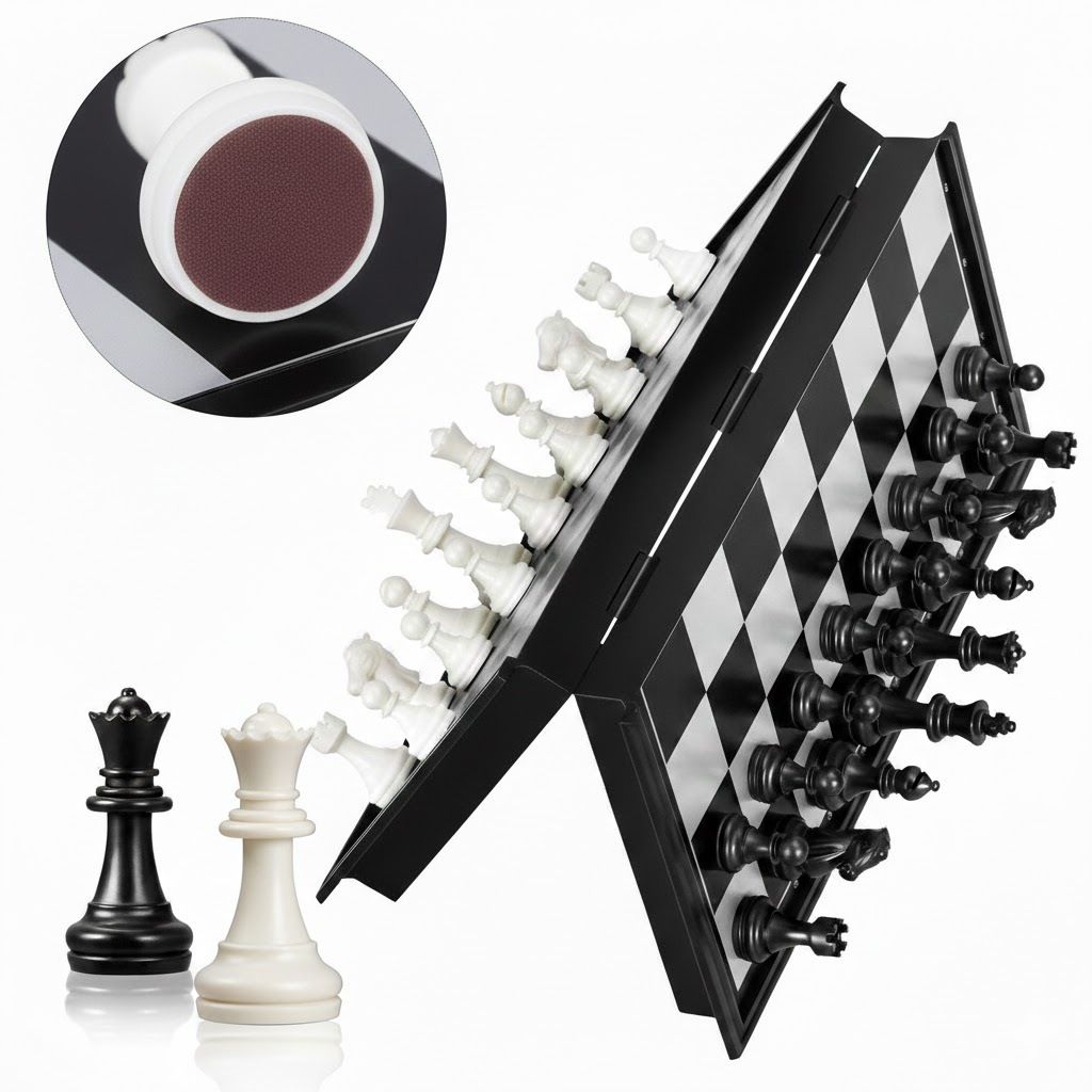 Magnetic Folding Chess Game – Portable Travel Chess Set with Storage Game 1 cm Chess Board