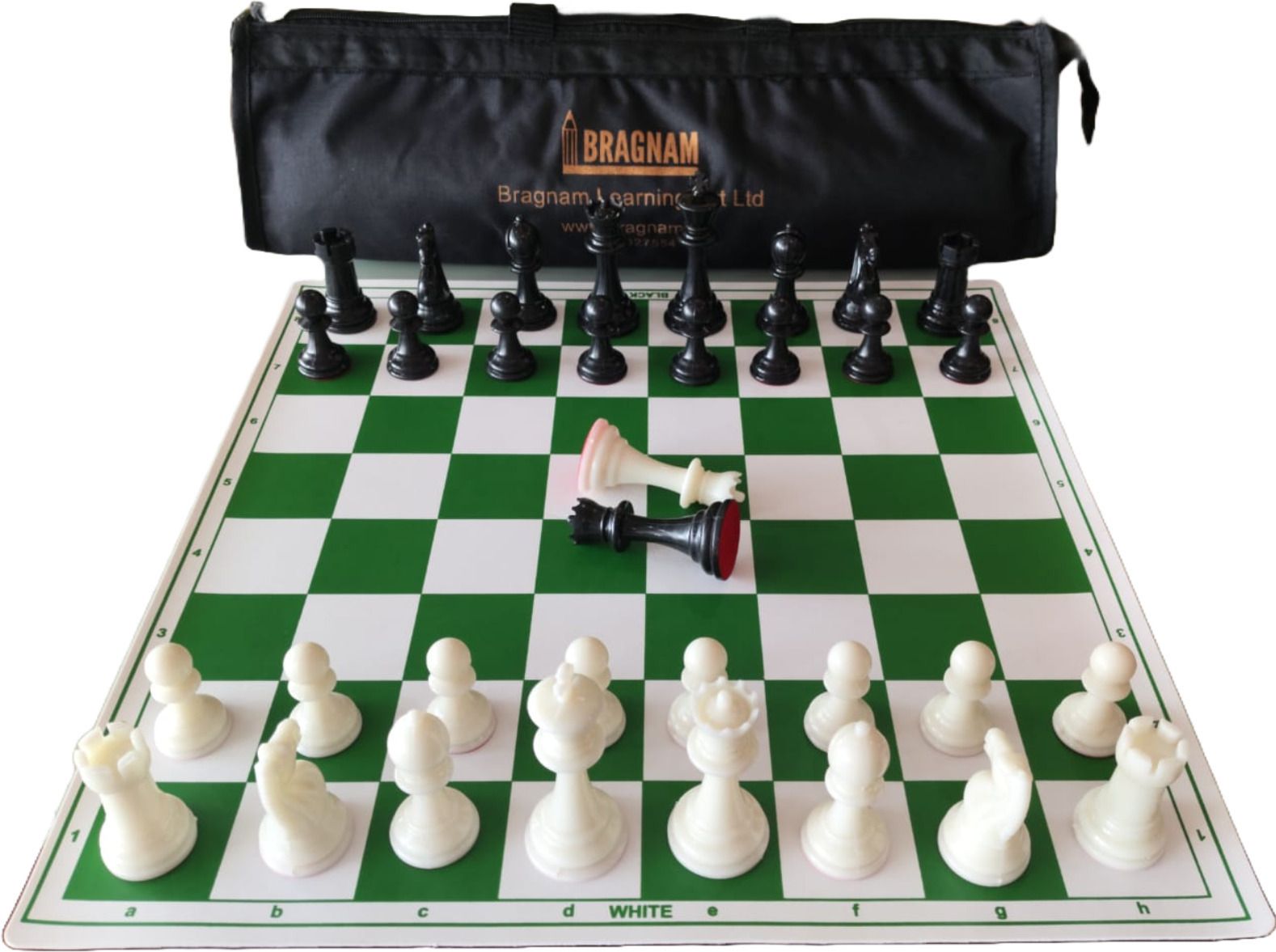 17x17 Fide Standards Vinyl Chess Set with Extra Queens & Carry Bag 43 cm Chess Board