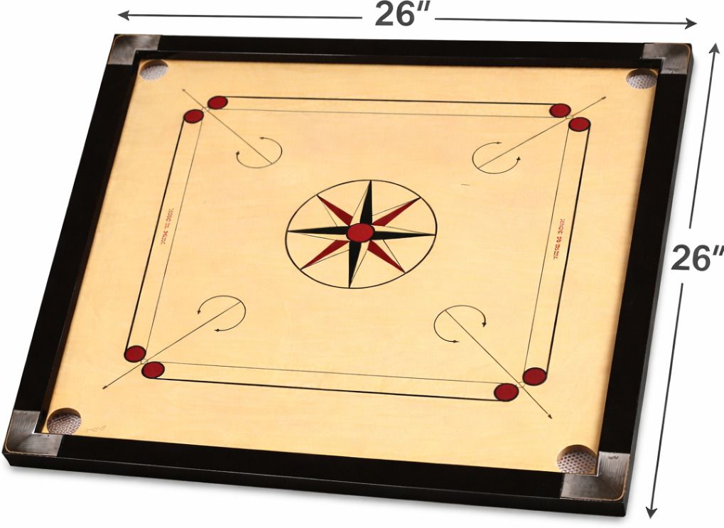 26 Inch Carrom Board Set Wooden with Coins Striker Powder & Pocket Nets 1 cm Carrom Board-image-37