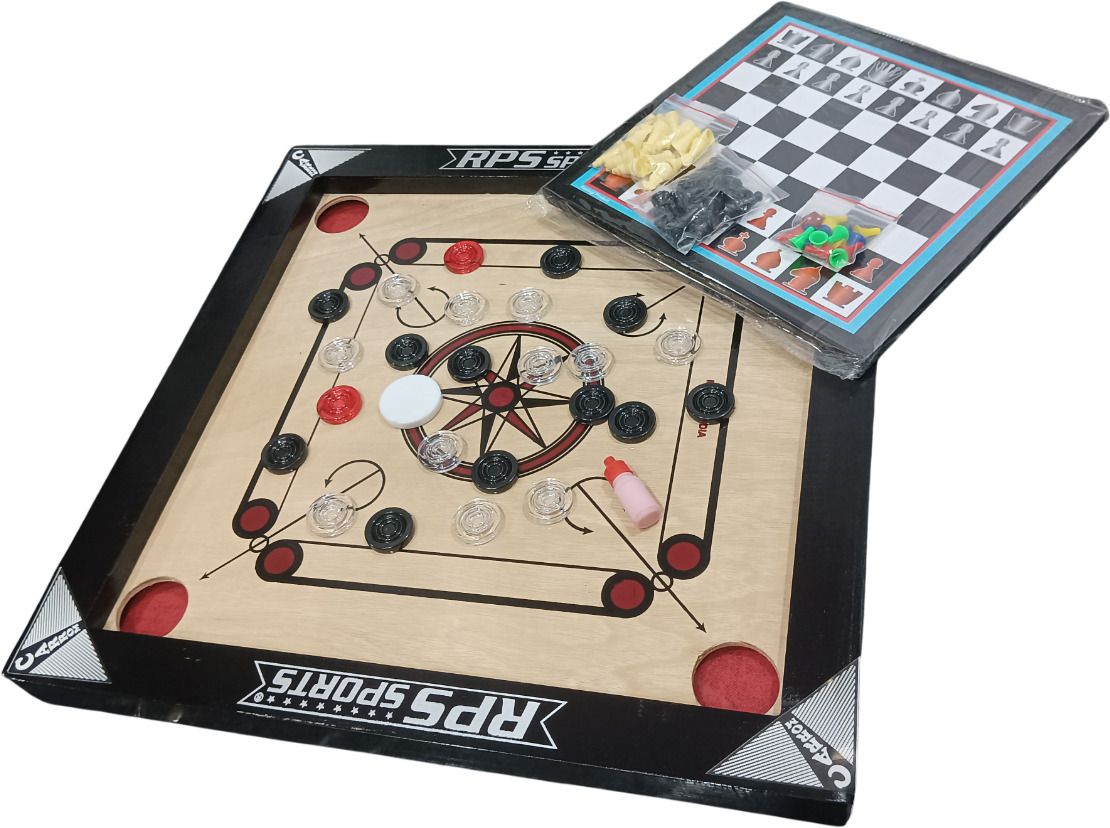 rps sports CARROM BOARD WITH CHESS LUDO, CARROM COIN, CARROM PAWAN, FOR KIDS 50 cm Carrom Board-picture-30