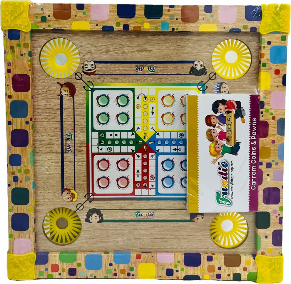fundio Carrom Board for Kids | Wooden Carrom Board Game 3-in-1 2 cm Carrom Board-picture-4