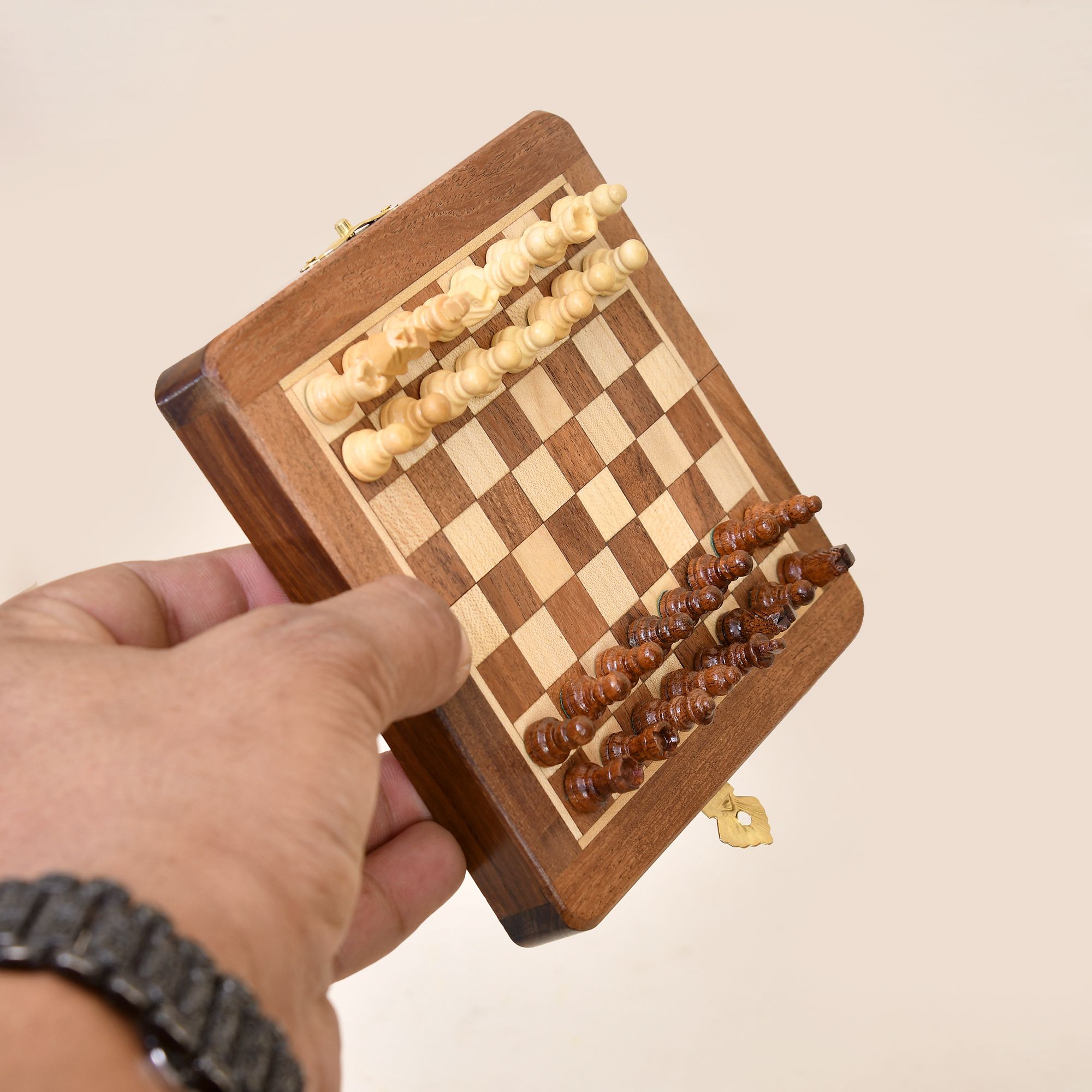 Wooden Foldable Chess Board - Rosewood Chessboard - Indoor Mind Game(5 Inch) 3.5 cm Chess Board-image-45