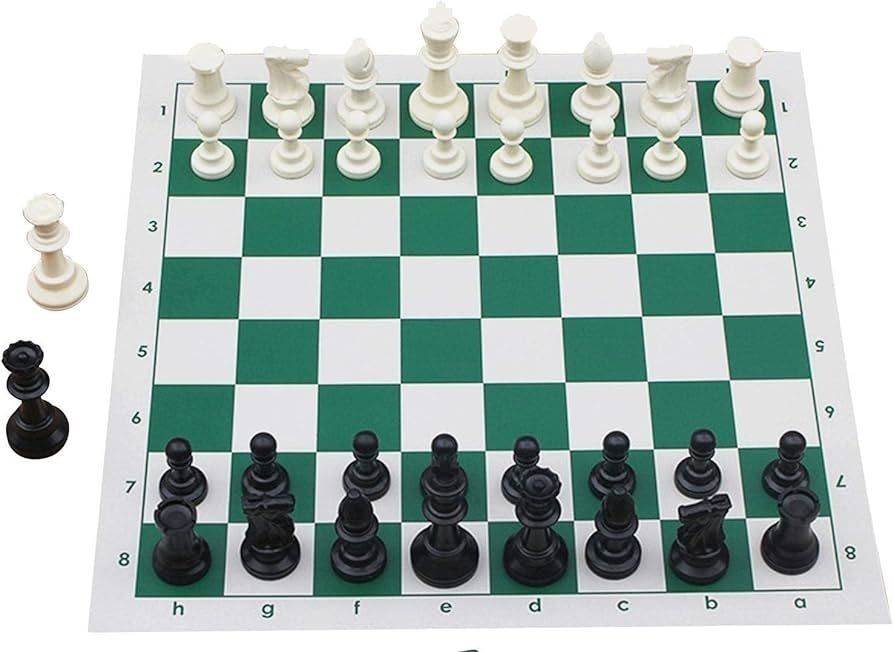 tima 17'' x 17'' Tournament Chess Vinyl Foldable With TWO EXTRA QUEENS 10 cm Chess Board-picture-9