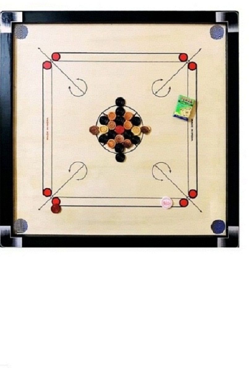 GLOSSY FULL SIZE,(32 INCH) WITH STRIKER,POWDER AND COINS 81.04 cm Carrom Board