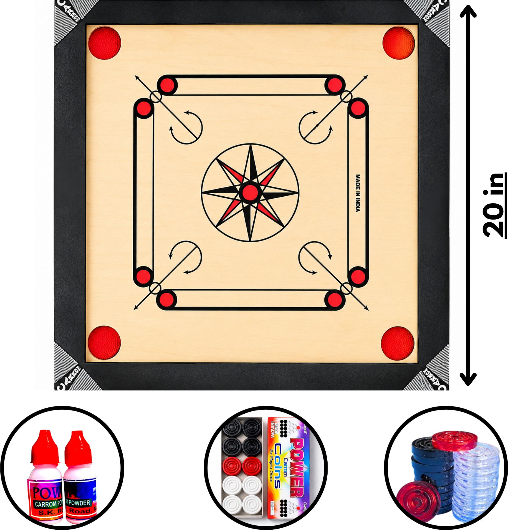 Wooden Indoor Carrom Board | Premium Finish | Entertainment Board Game 54 cm Carrom Board-image-12
