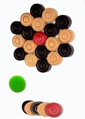 sssg wooden Carrom Coins with acrylic Striker set of 25 piece Board Game 3 cm Carrom Board image 1