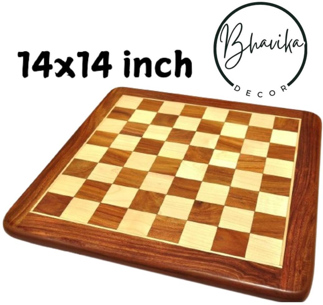 Handmade Flat Wooden Chess Board | Chess Peices Not Included|14x14 inch 35.56 cm Chess Board