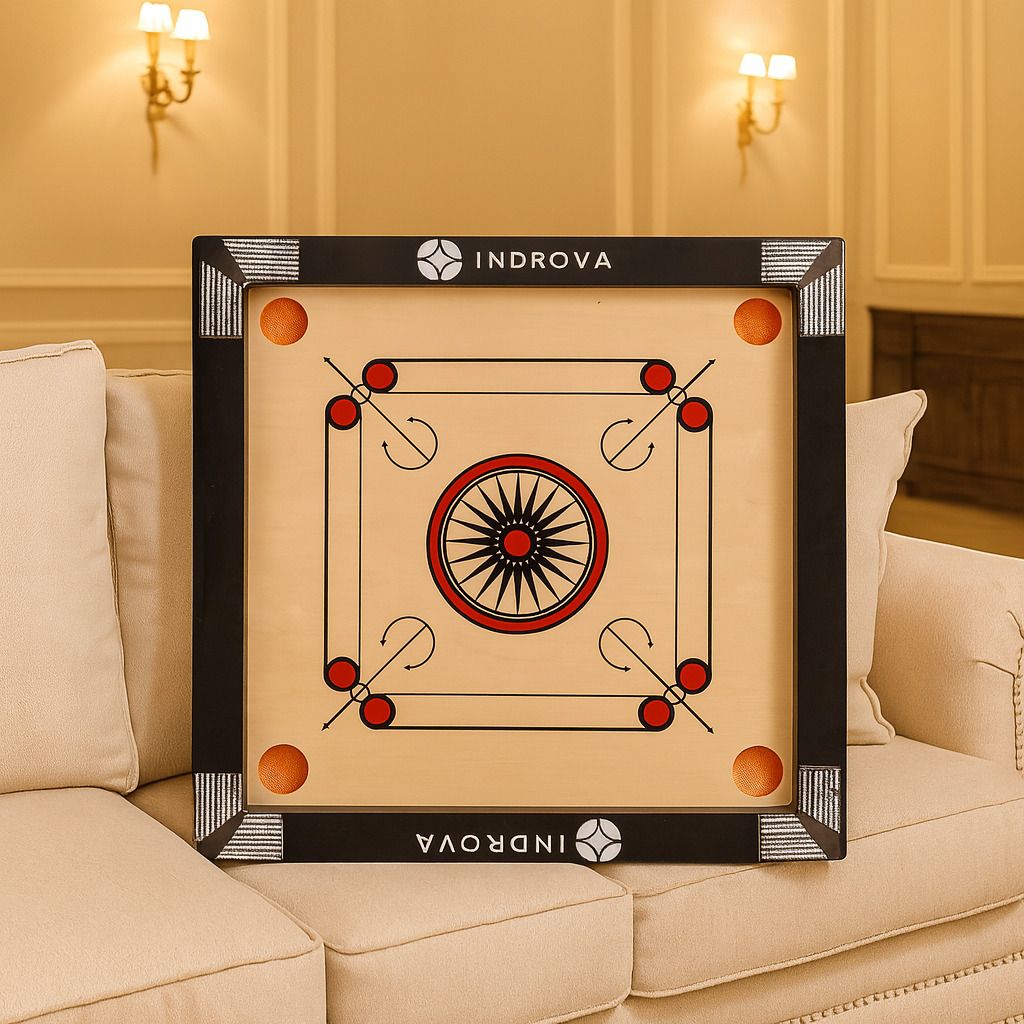 indrova Carrom board 20 inch with coins, wooden carrom board, carrom pawan for gift 50 cm Carrom Board-picture-34