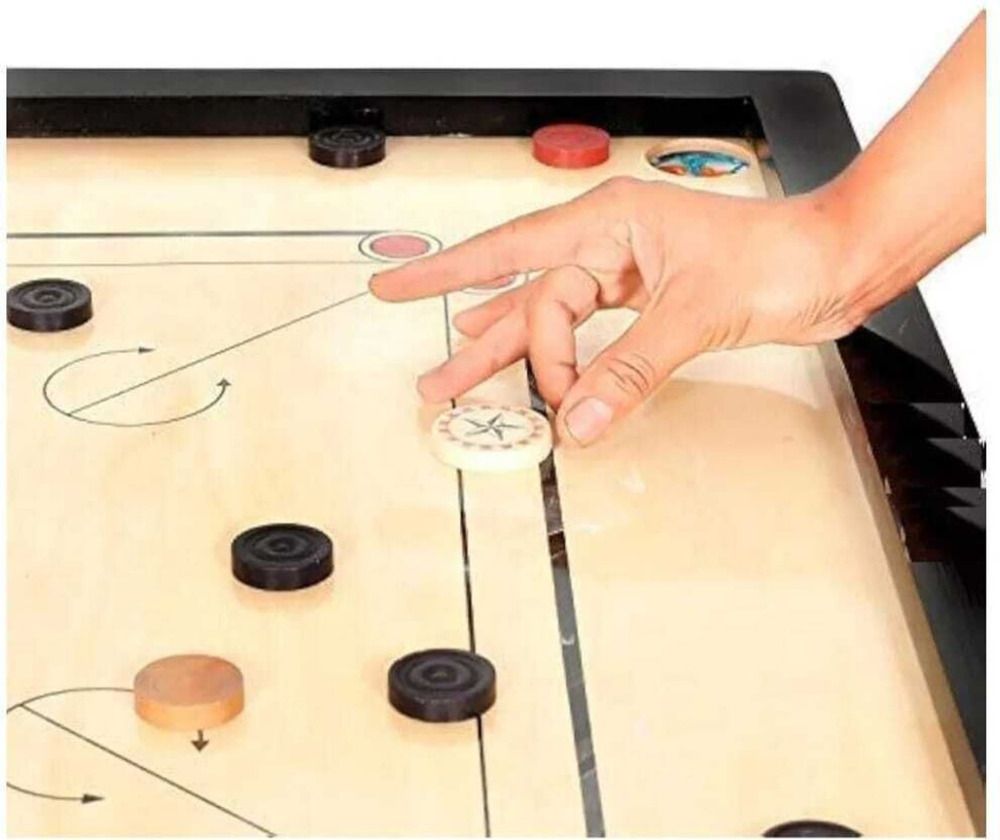 ssportshub 26 Inch Medium Size Glossy Finish Wooden Carrom Board with Coins 66 cm Carrom Board-picture-10