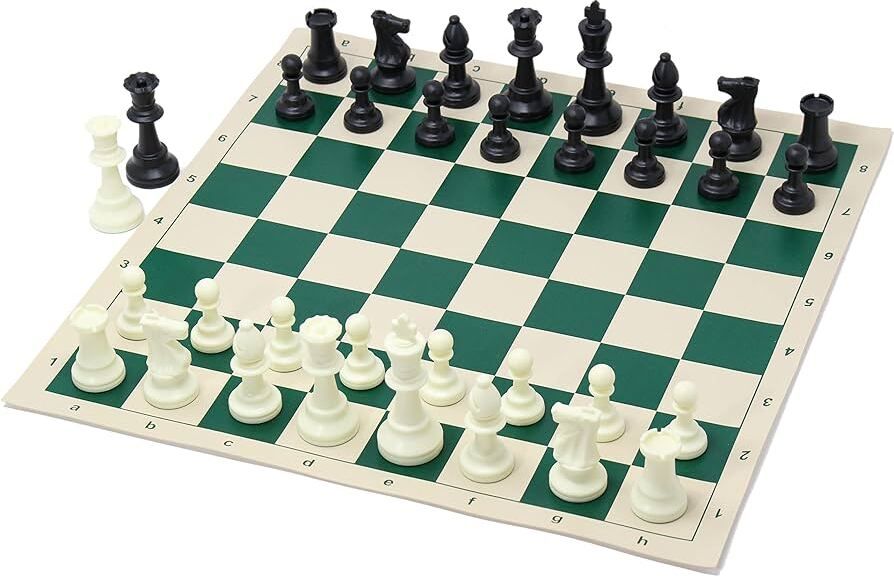 tima Chess Mat with Pieces 17 by 17 Inches (Pack of 1) White Green With Extra Queen 4.7 cm Chess Board-picture-10