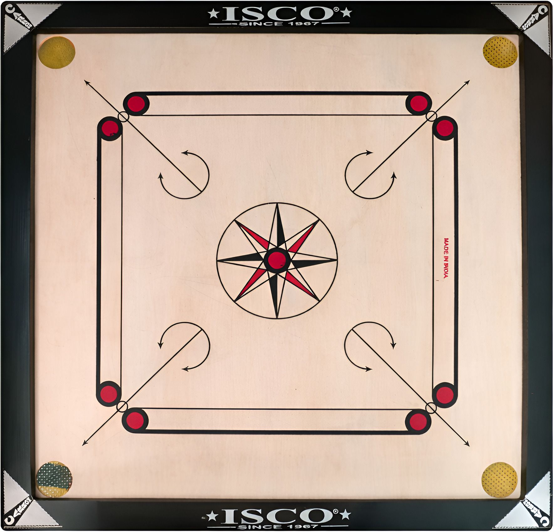 isco Gloss Finish 20 Inch Small Carrom Board Game Set with Striker, Coins & Powder 4 cm Carrom Board-picture-35