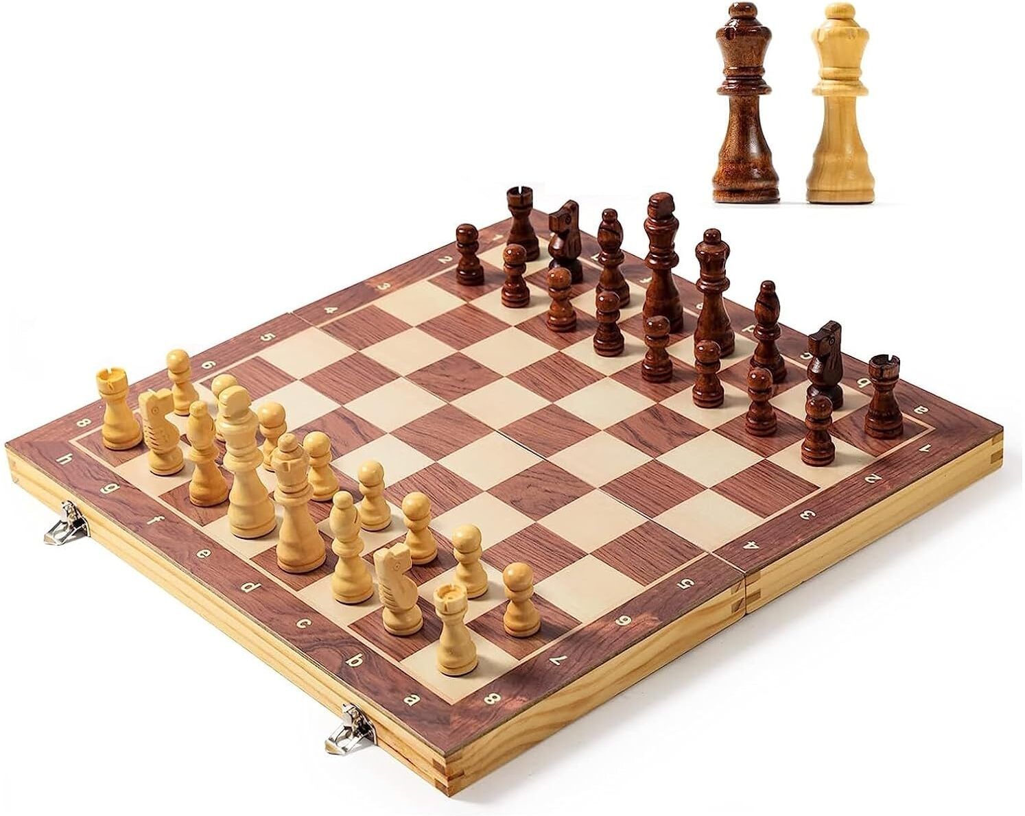 spocco 15x15 Inch Wooden Folding Chess Set with 32 Wooden Pieces Board Game Set 05 28 cm Chess Board-picture-29